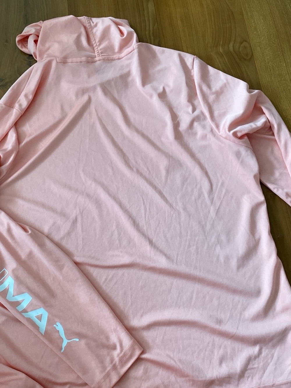Puma Pastel Pink Hooded long sleeve with White Sleeve Logo